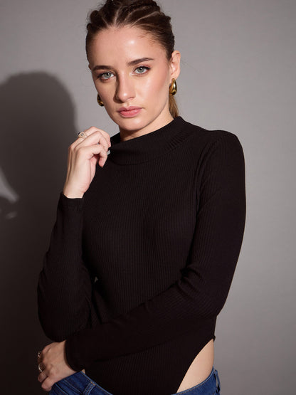 Women's Black Rib Bodysuit