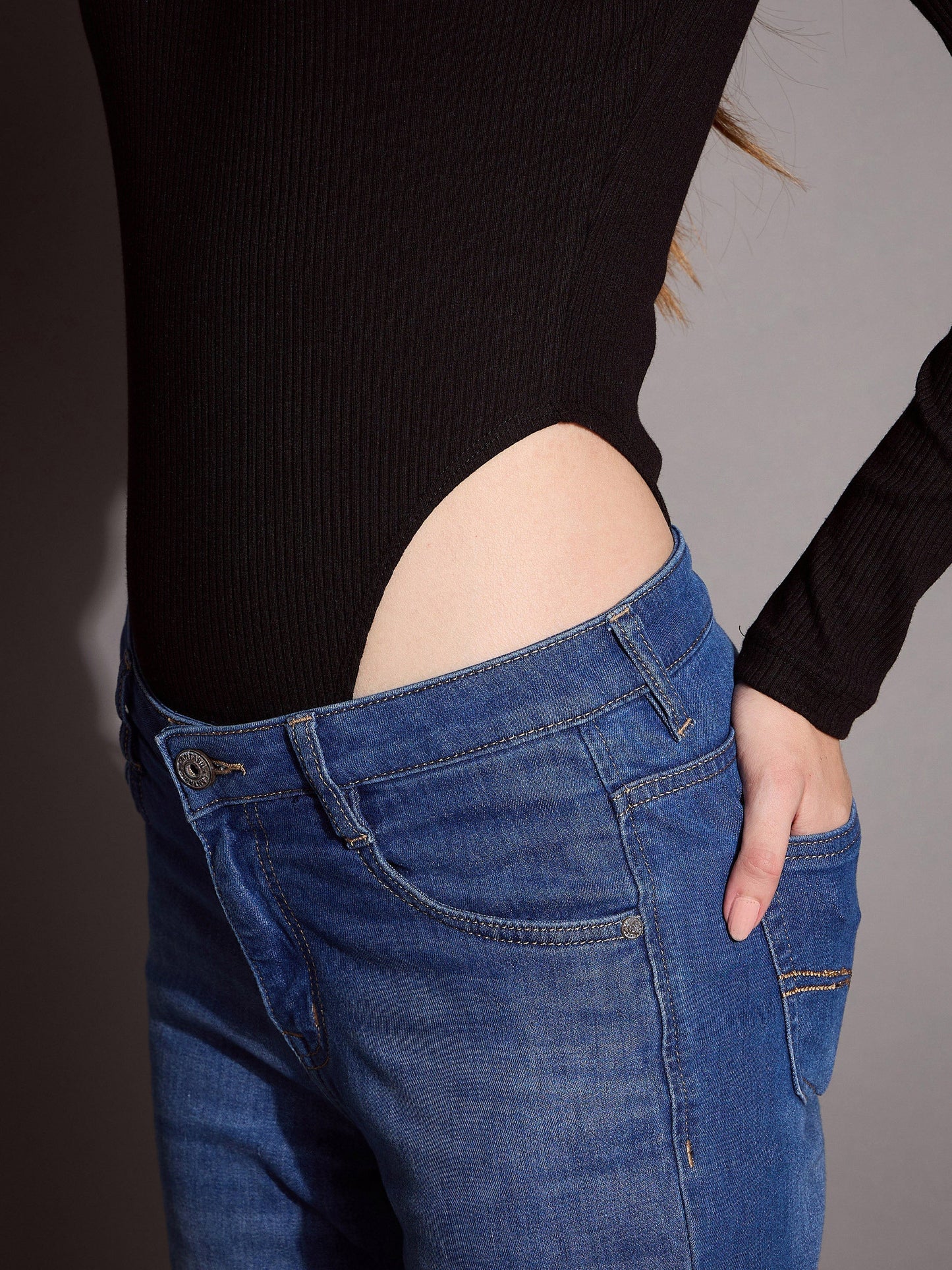 Women's Black Rib Bodysuit