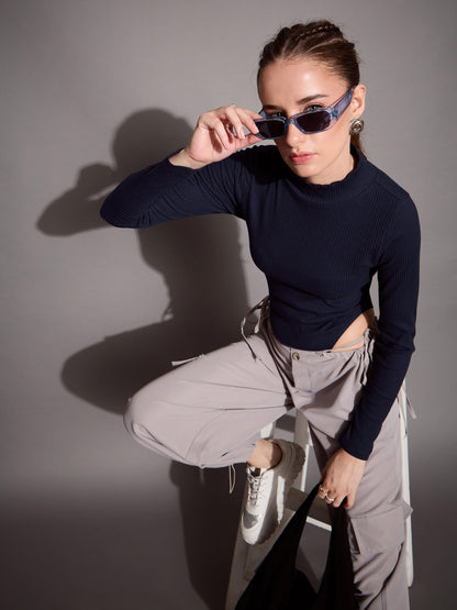 Women's Navy Blue Rib Bodysuit
