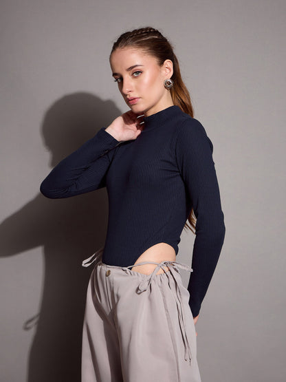 Women's Navy Blue Rib Bodysuit