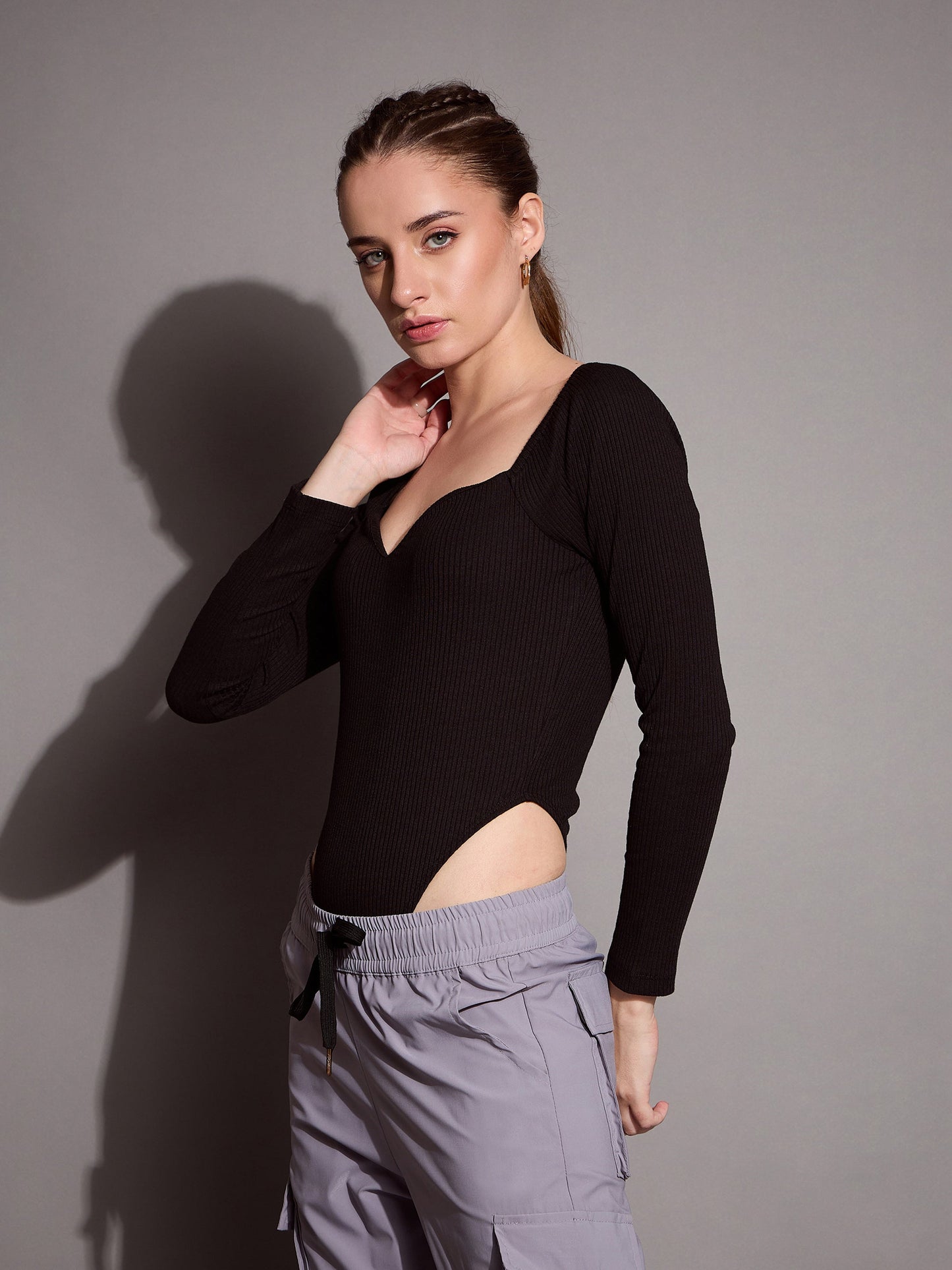 Women's Black Rib Bodysuit