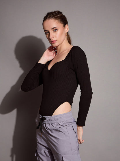 Women's Black Rib Bodysuit