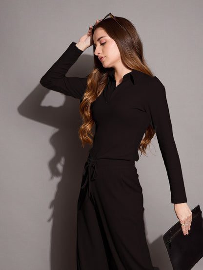 Women's Black Rib Co-Ord Set