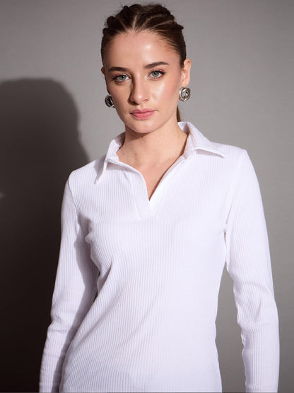 Women's White Rib Top