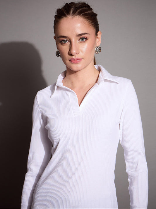 Women's White Rib Top