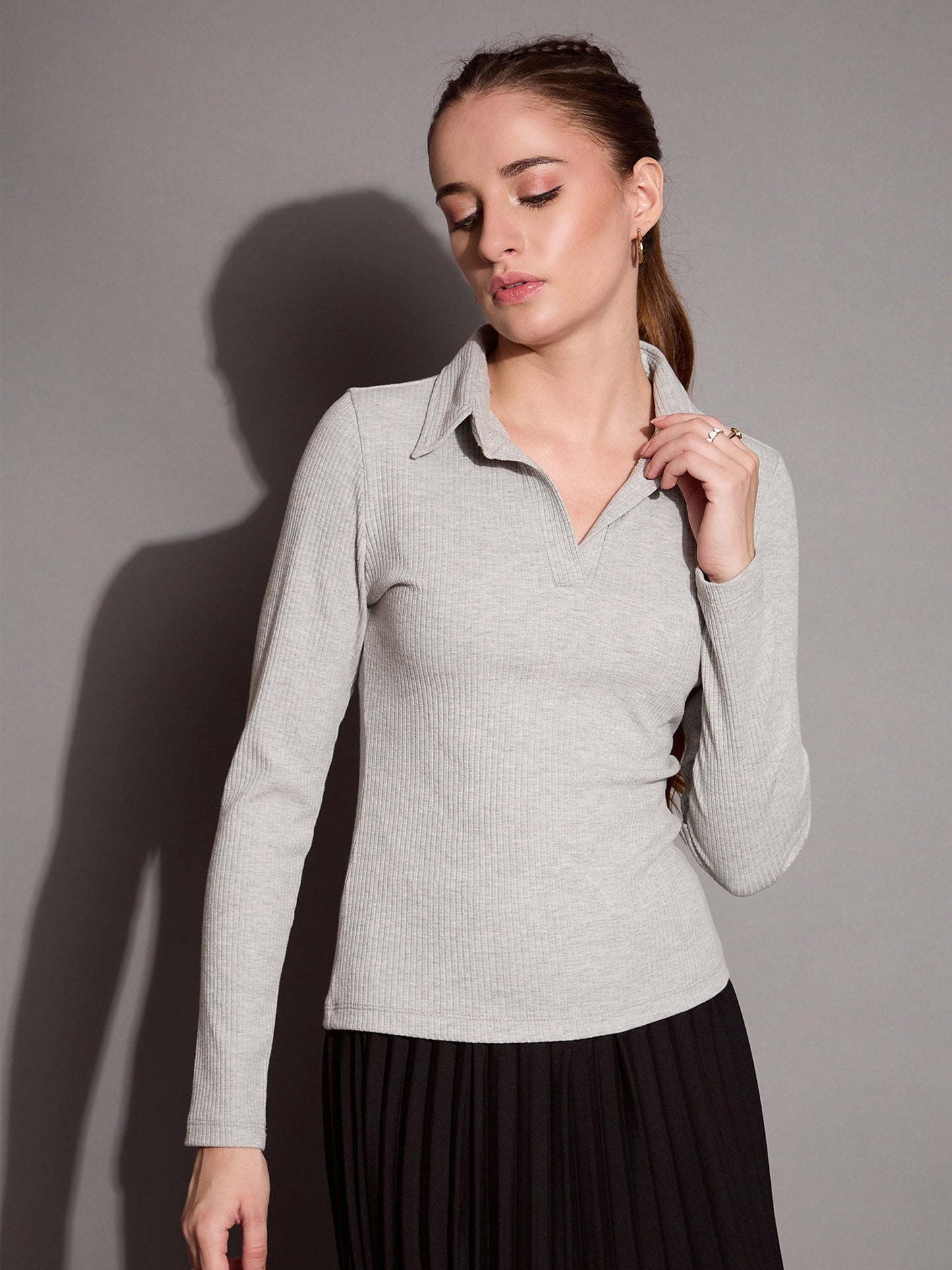 Women's Grey Rib Top