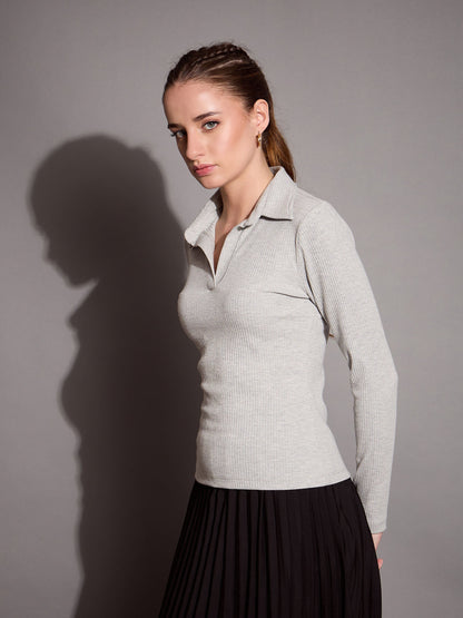 Women's Grey Rib Top