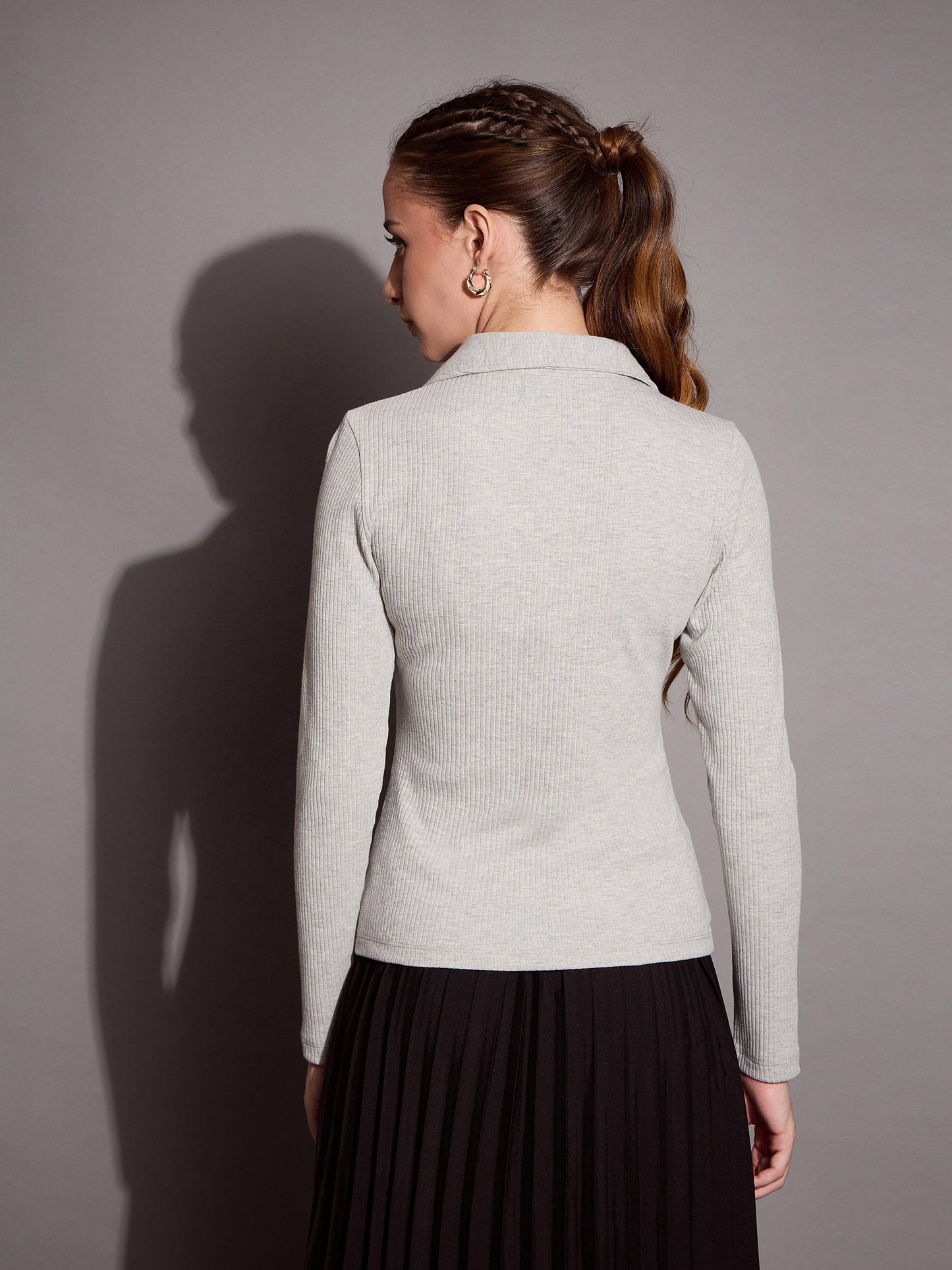 Women's Grey Rib Top