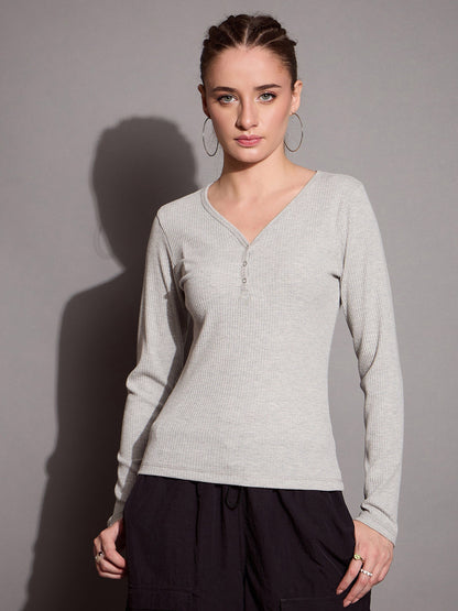Women's Grey Rib Top