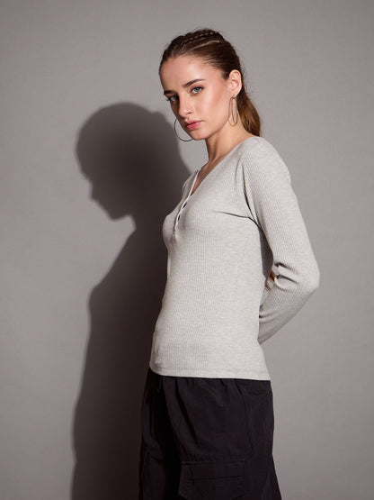 Women's Grey Rib Top