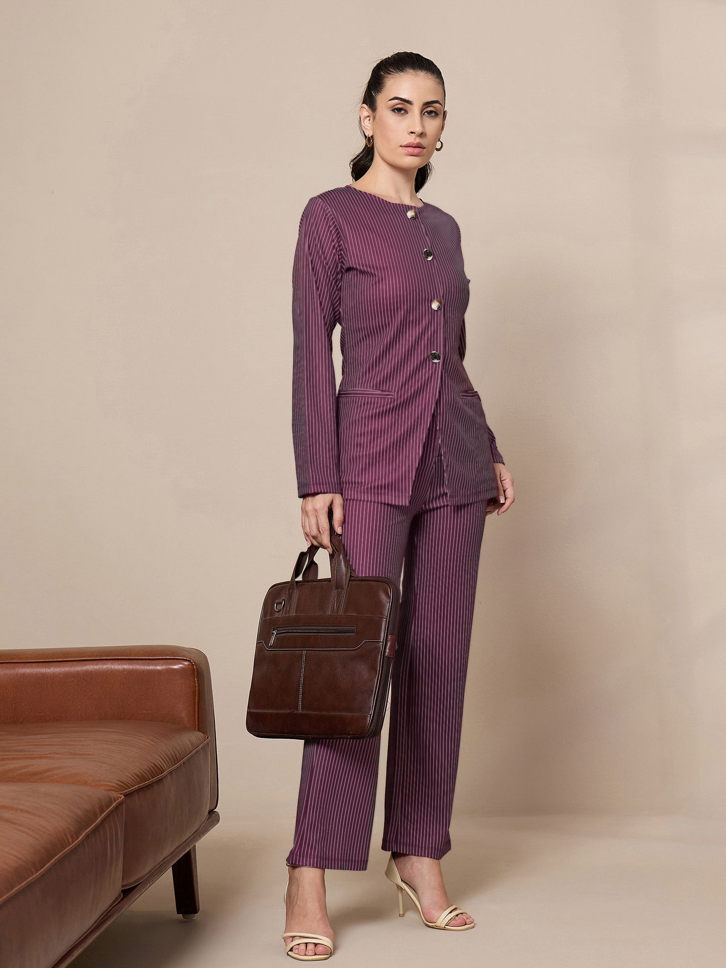 Women's Maroon Striped Top