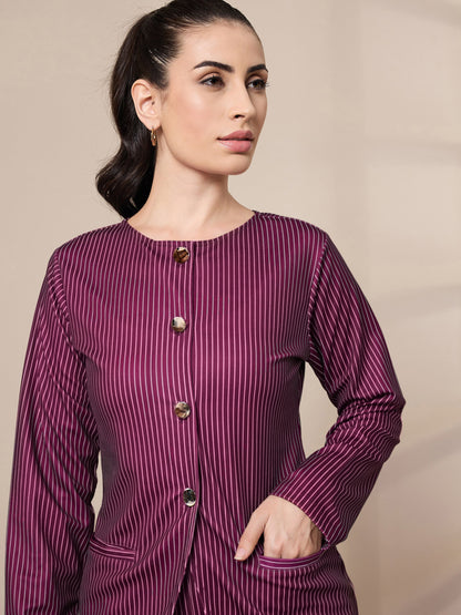 Women's Maroon Striped Top