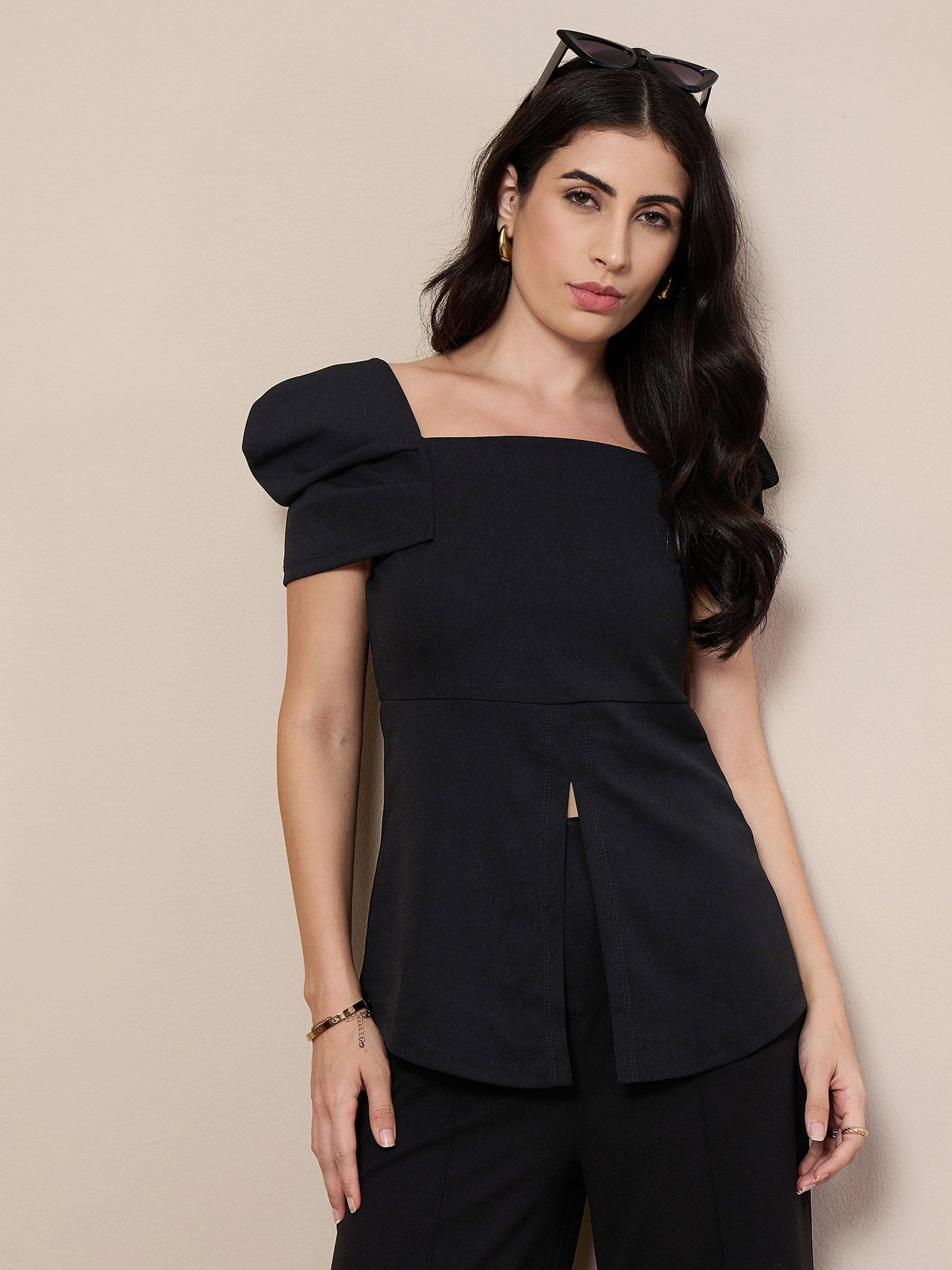 Women's Black Solid Top