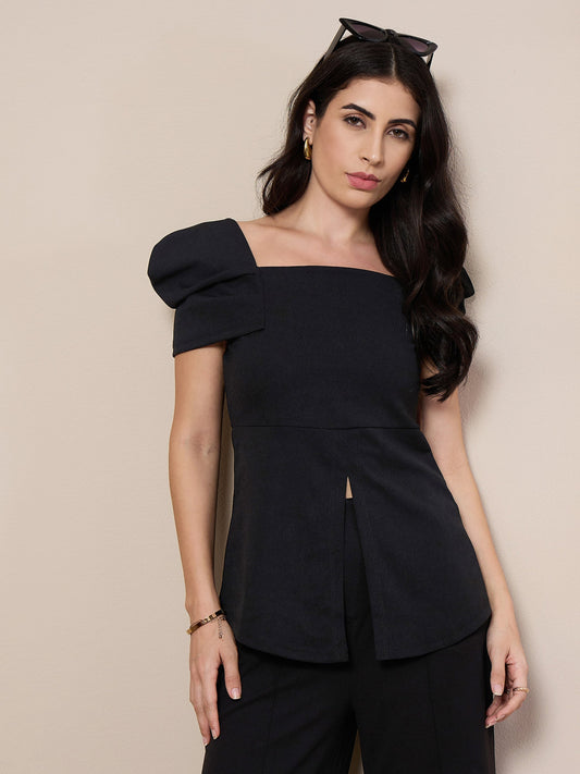 Women's Black Solid Top