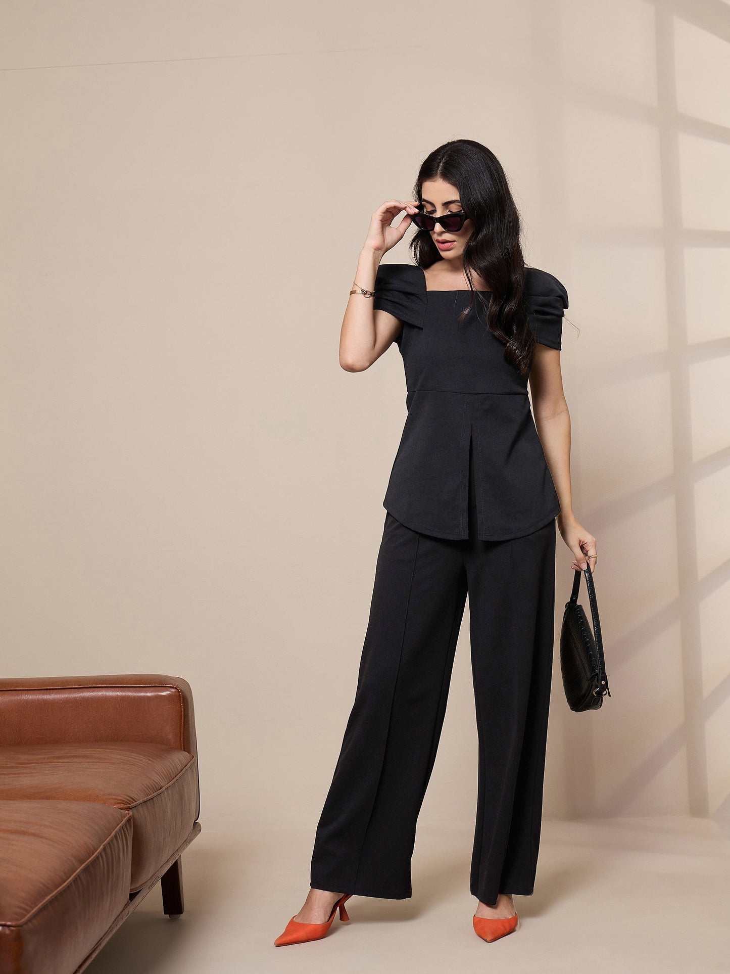 Women's Black Solid Top
