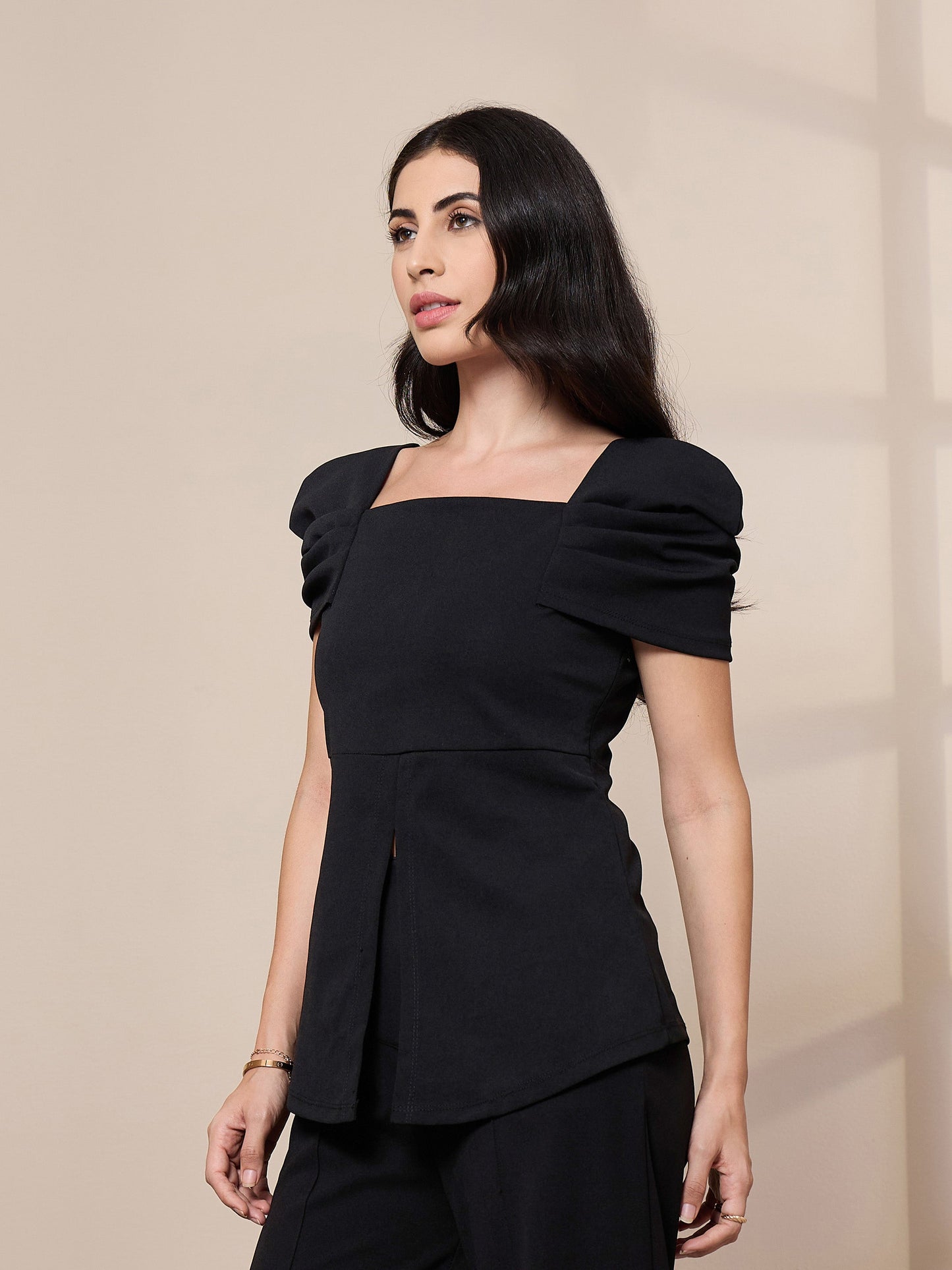 Women's Black Solid Top