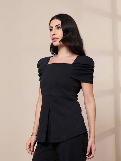 Women's Black Solid Top
