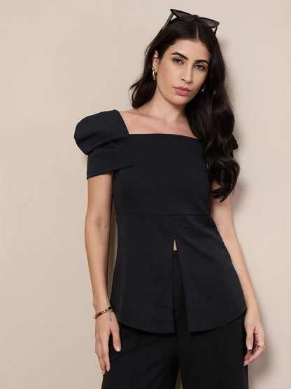 Women's Black Solid Co-Ord Set