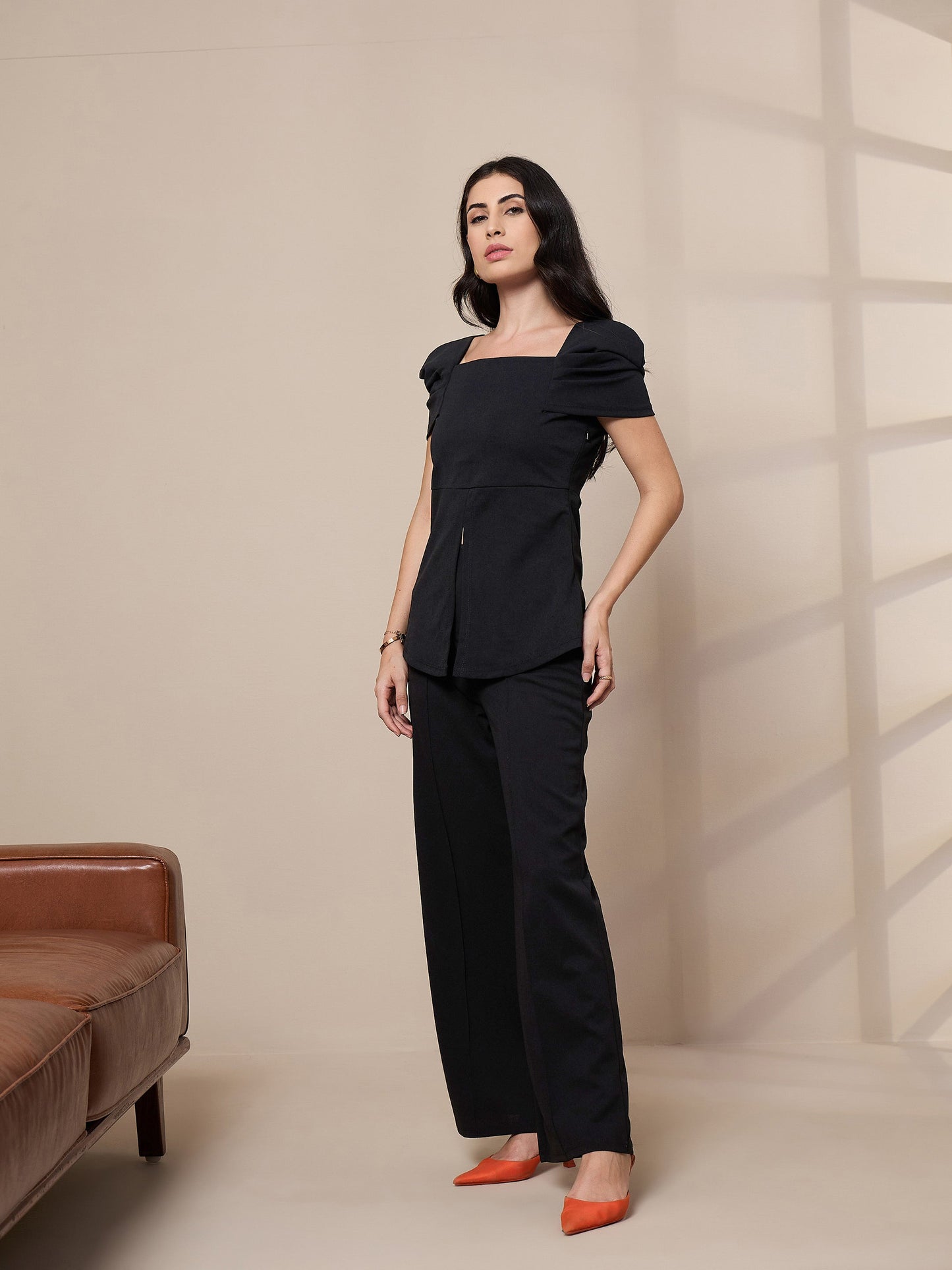 Women's Black Solid Co-Ord Set