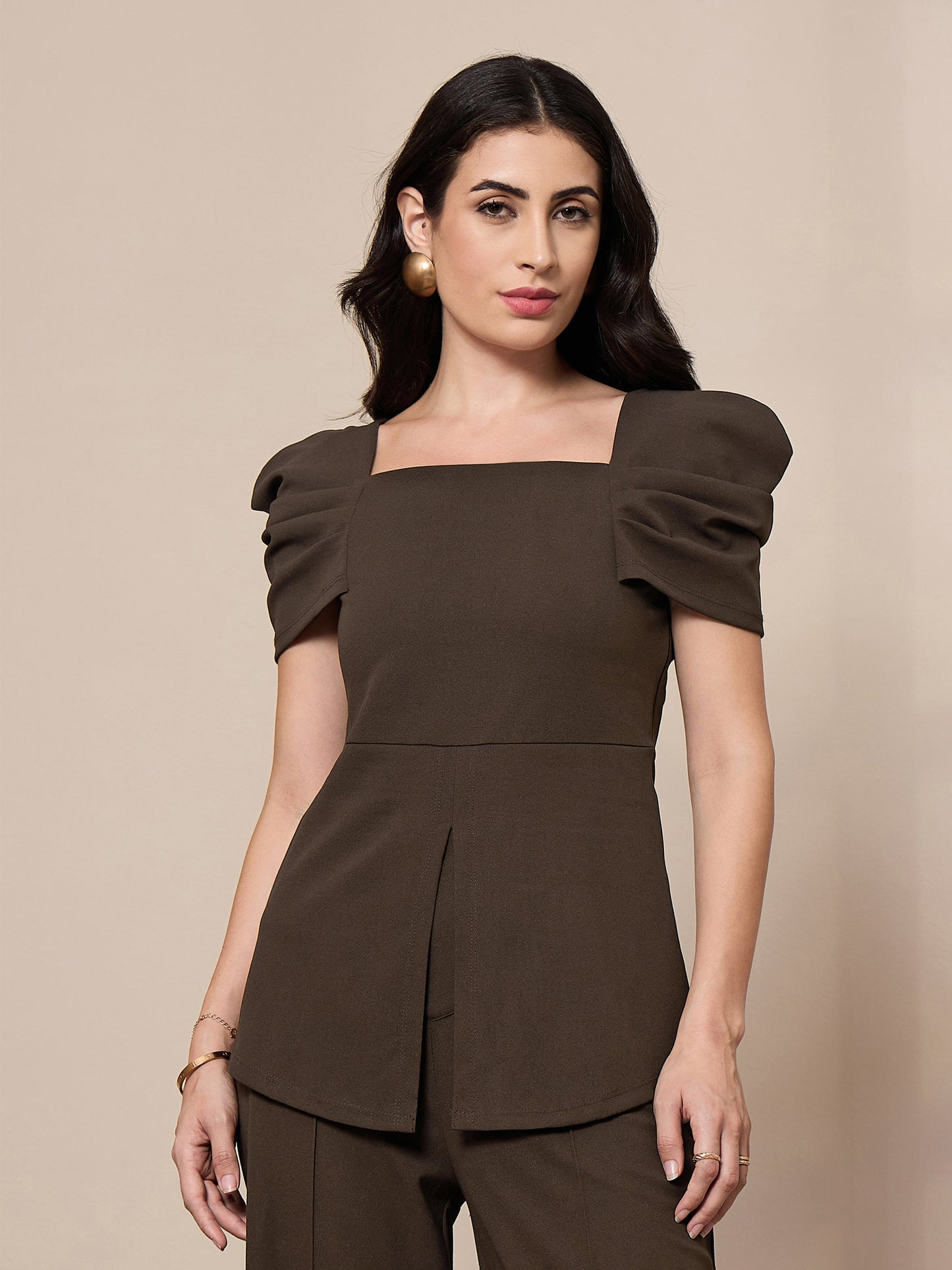 Women's Brown Solid Top