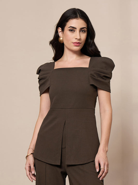 Women's Brown Solid Top