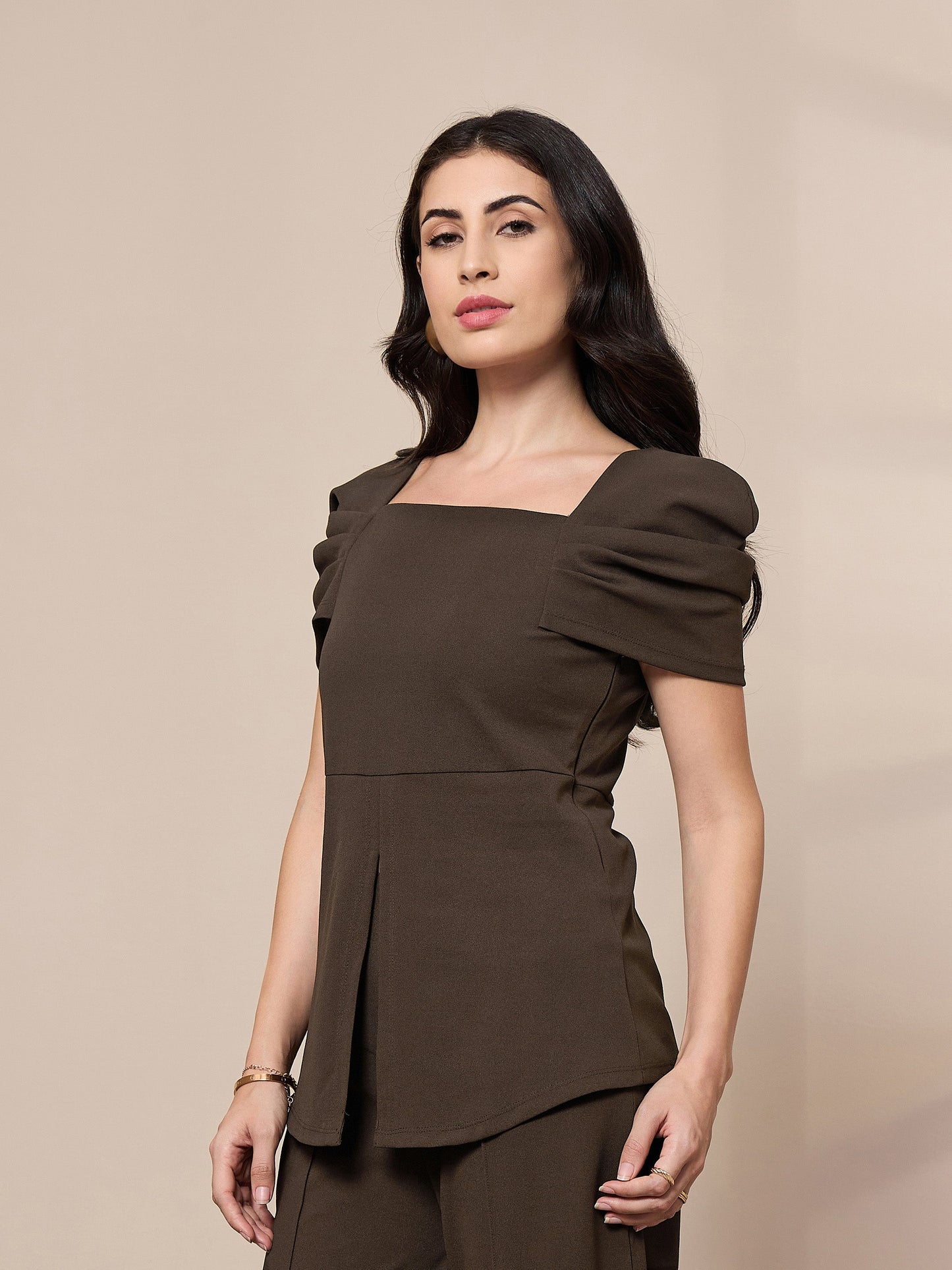Women's Brown Solid Top