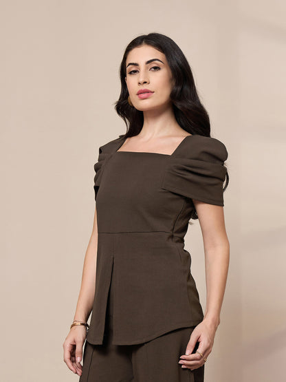 Women's Brown Solid Top