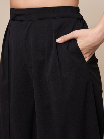 Women's Black Solid Co-Ord Set