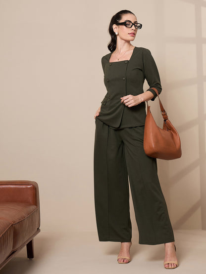 Women's Olive Solid Top