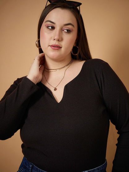 Women's Black Rib Top