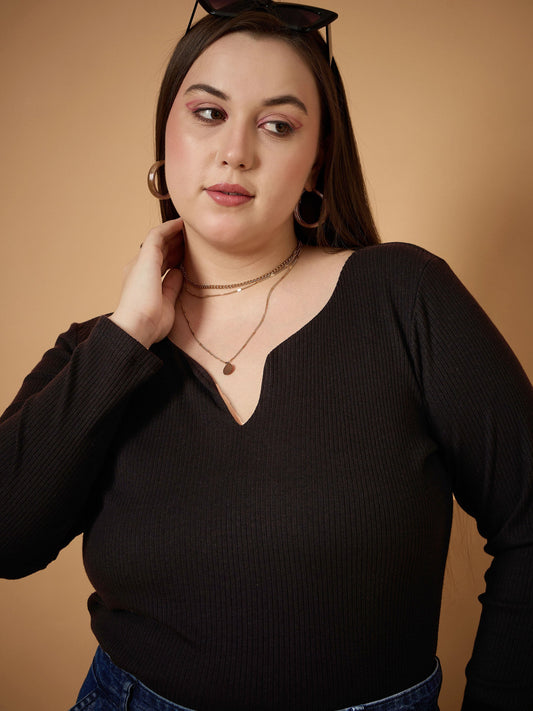 Women's Black Rib Top