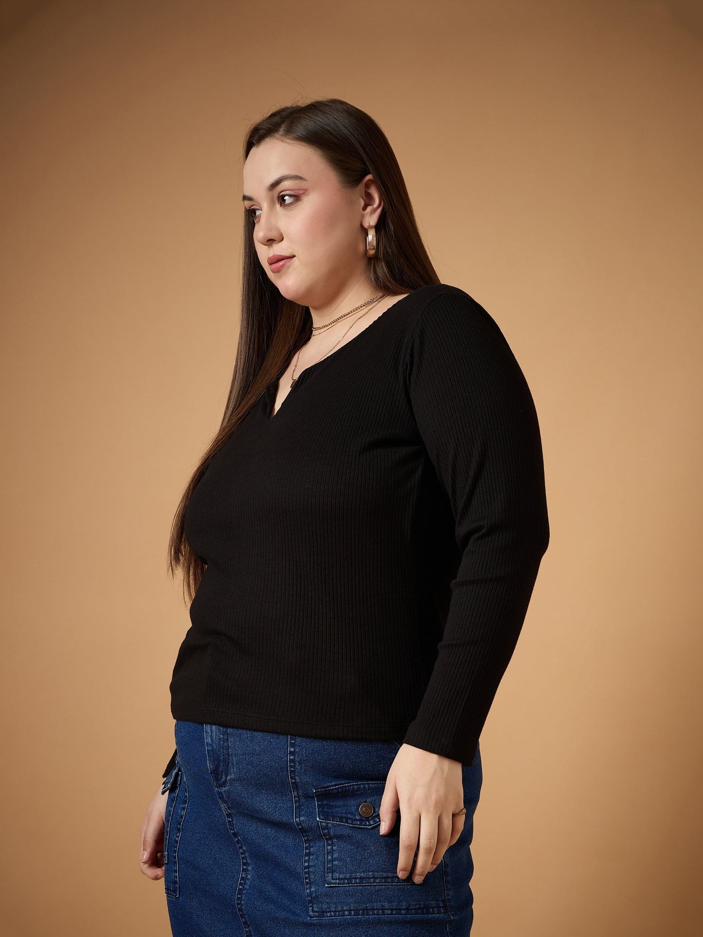 Women's Black Rib Top