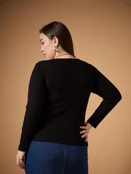 Women's Black Rib Top