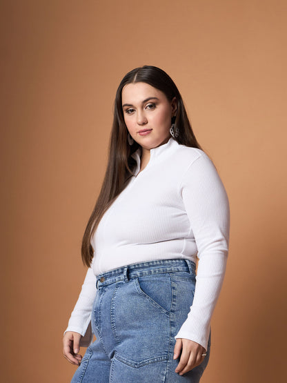 Women's White Rib Top