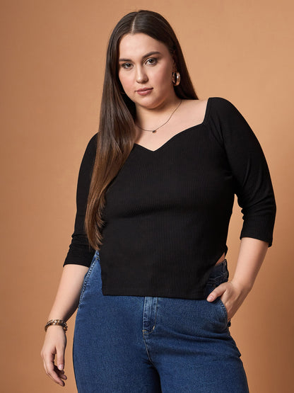 Women's Black Rib Top