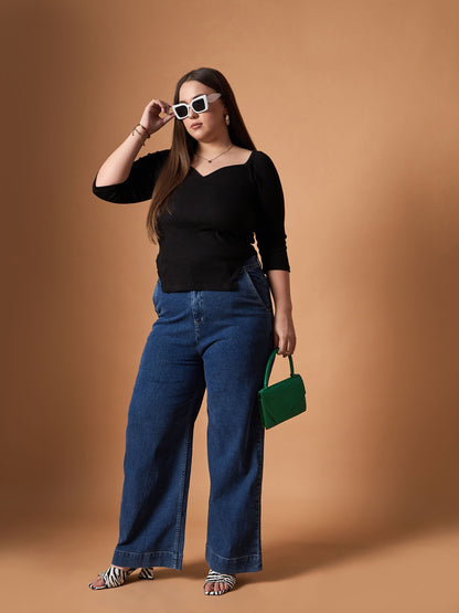 Women's Black Rib Top