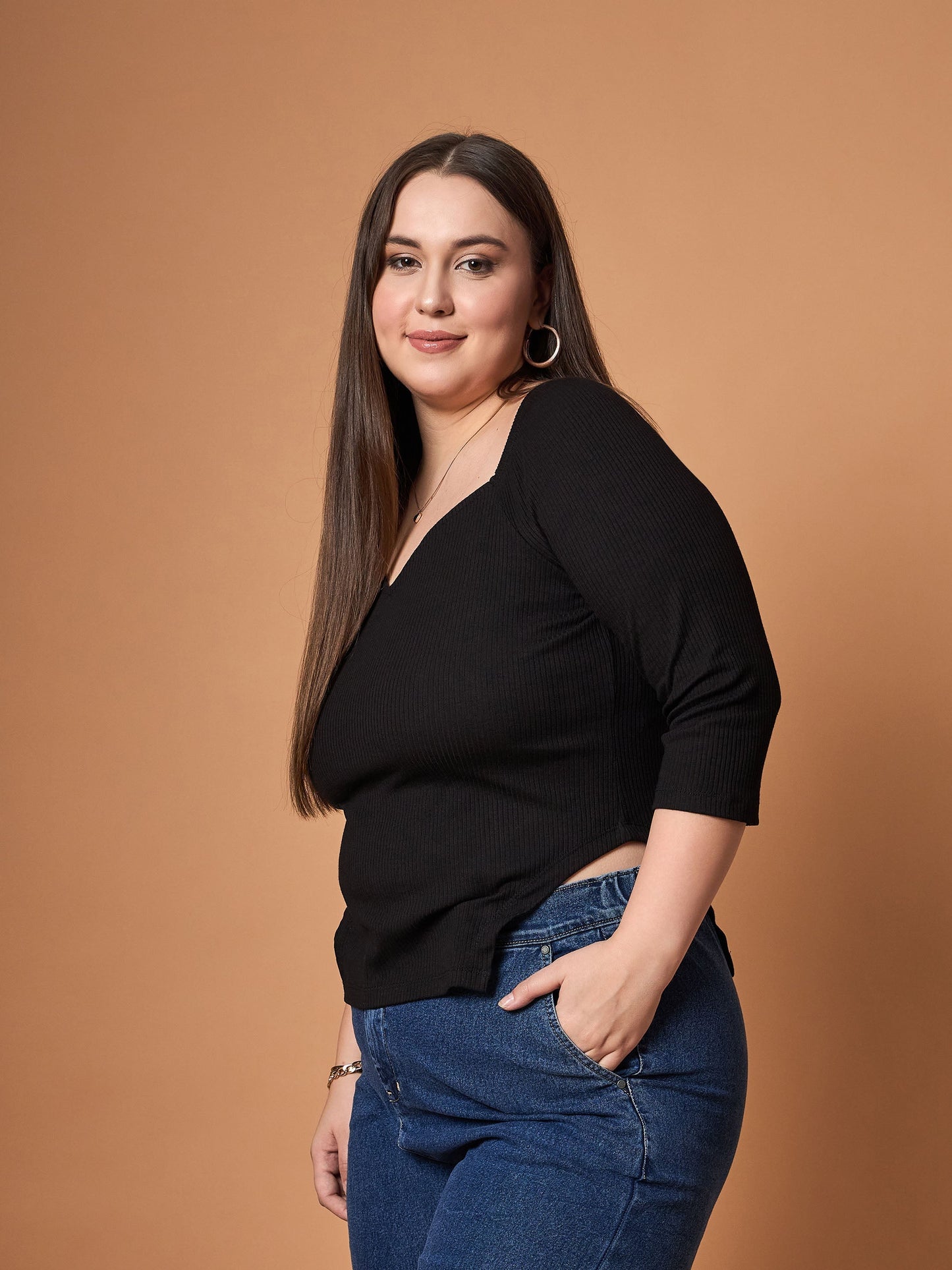 Women's Black Rib Top