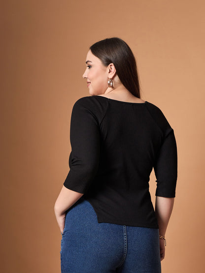 Women's Black Rib Top