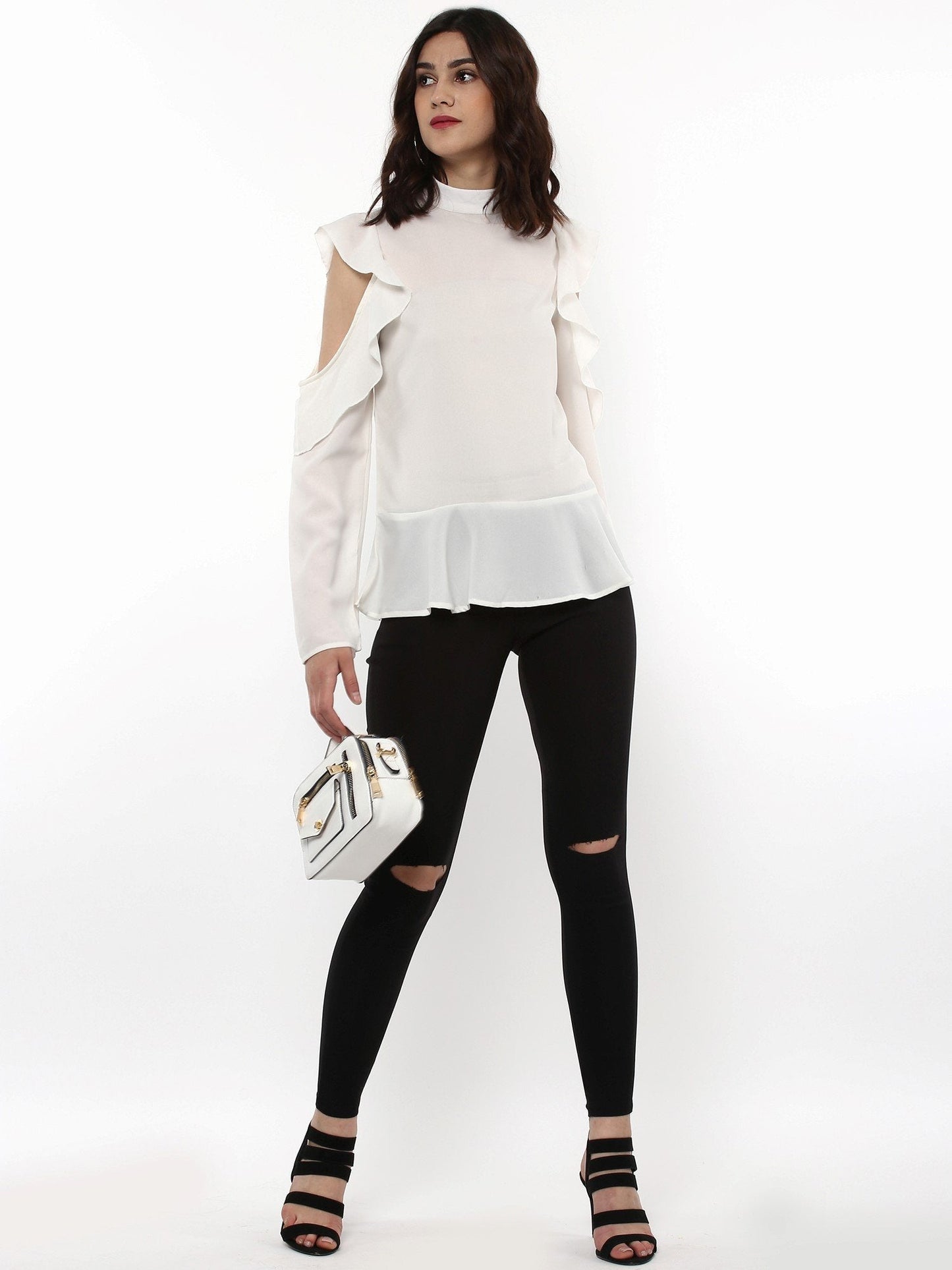 Women's Layered Cold Shoulder Ivory B