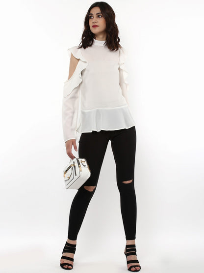 Women's Layered Cold Shoulder Ivory B