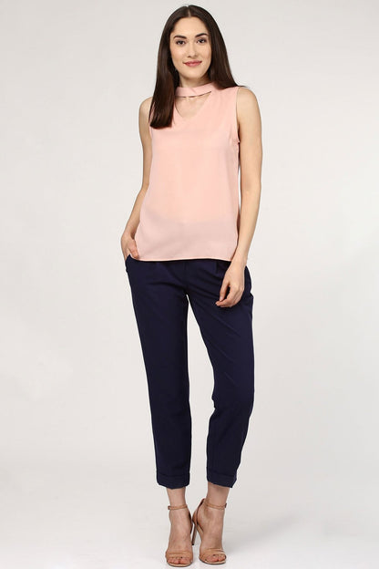 Women's Peach V Neck Top