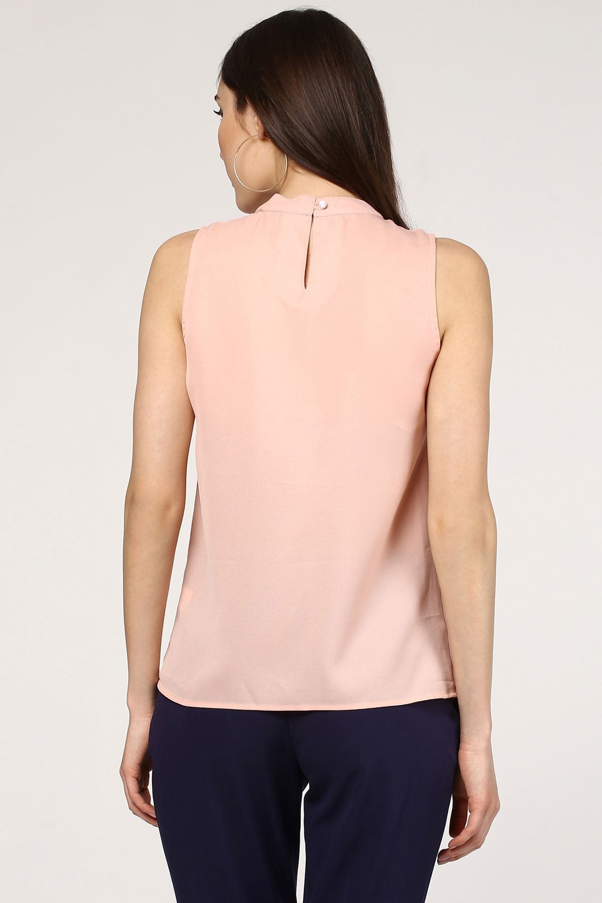 Women's Peach V Neck Top