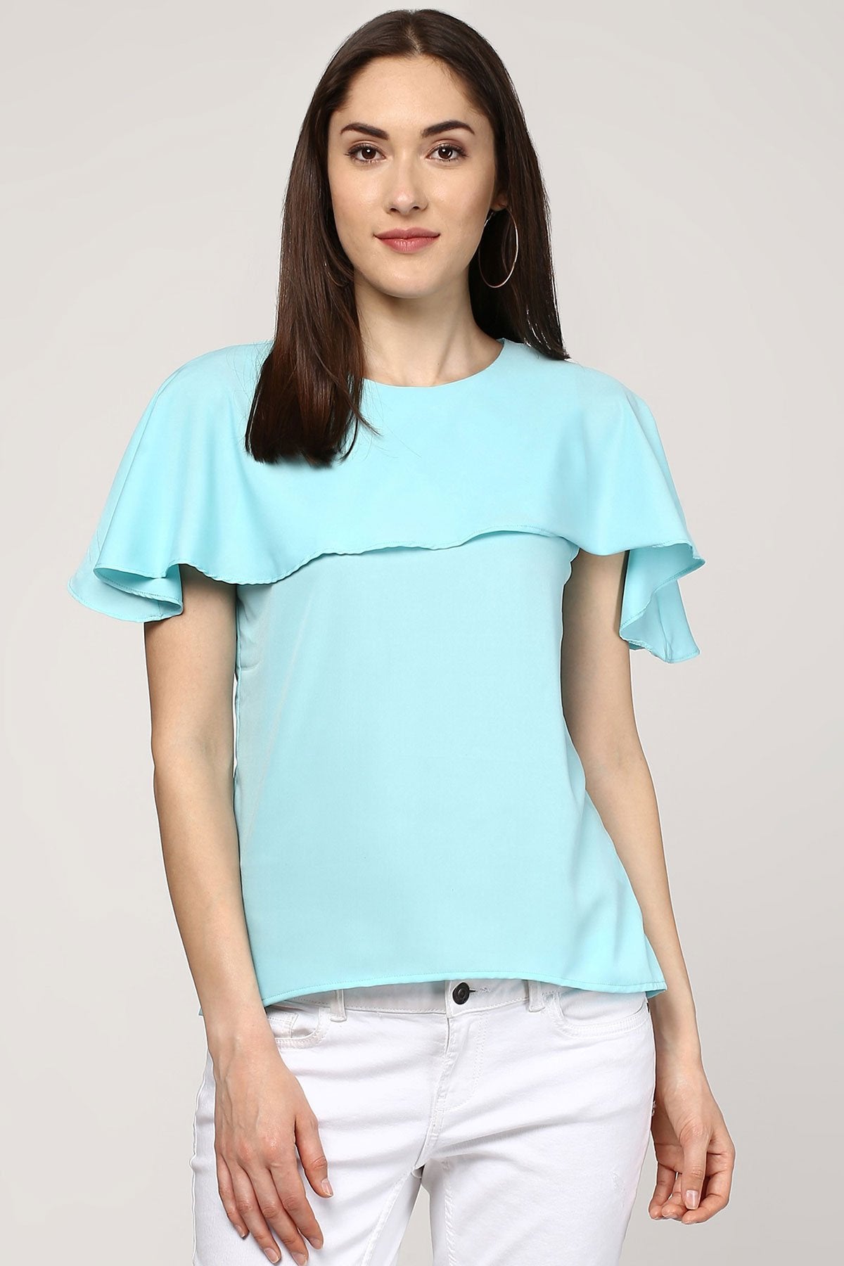 Women's Ruffled Layer Blue Top