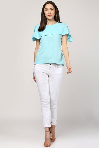 Women's Ruffled Layer Blue Top