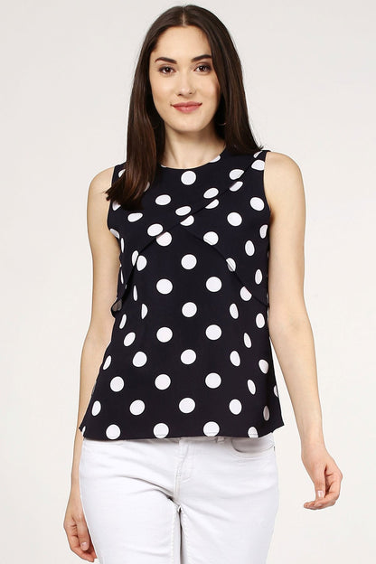 Women's Polka Dot Overlay Wrap Top