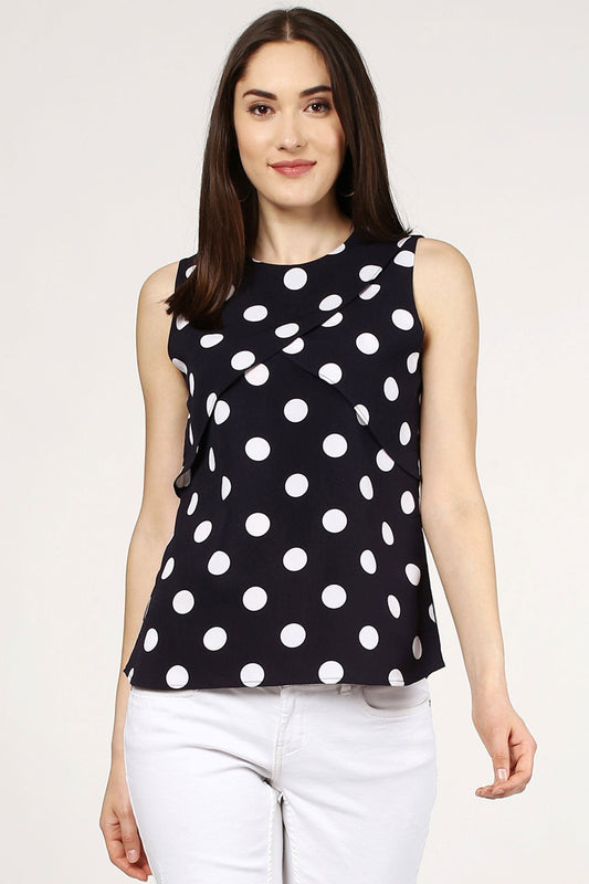 Women's Polka Dot Overlay Wrap Top