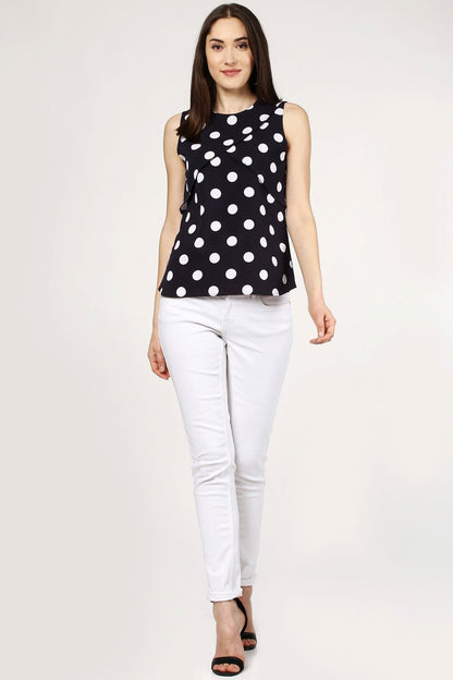Women's Polka Dot Overlay Wrap Top