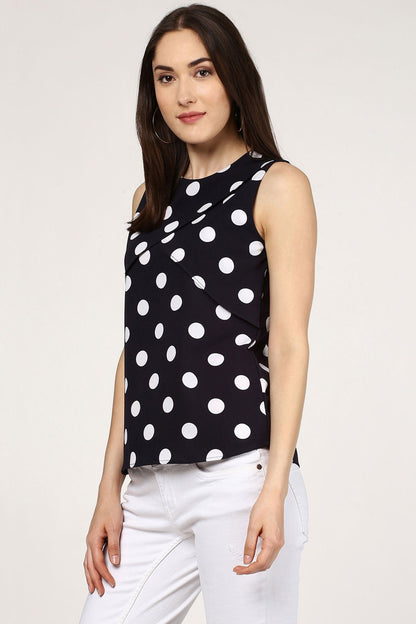 Women's Polka Dot Overlay Wrap Top