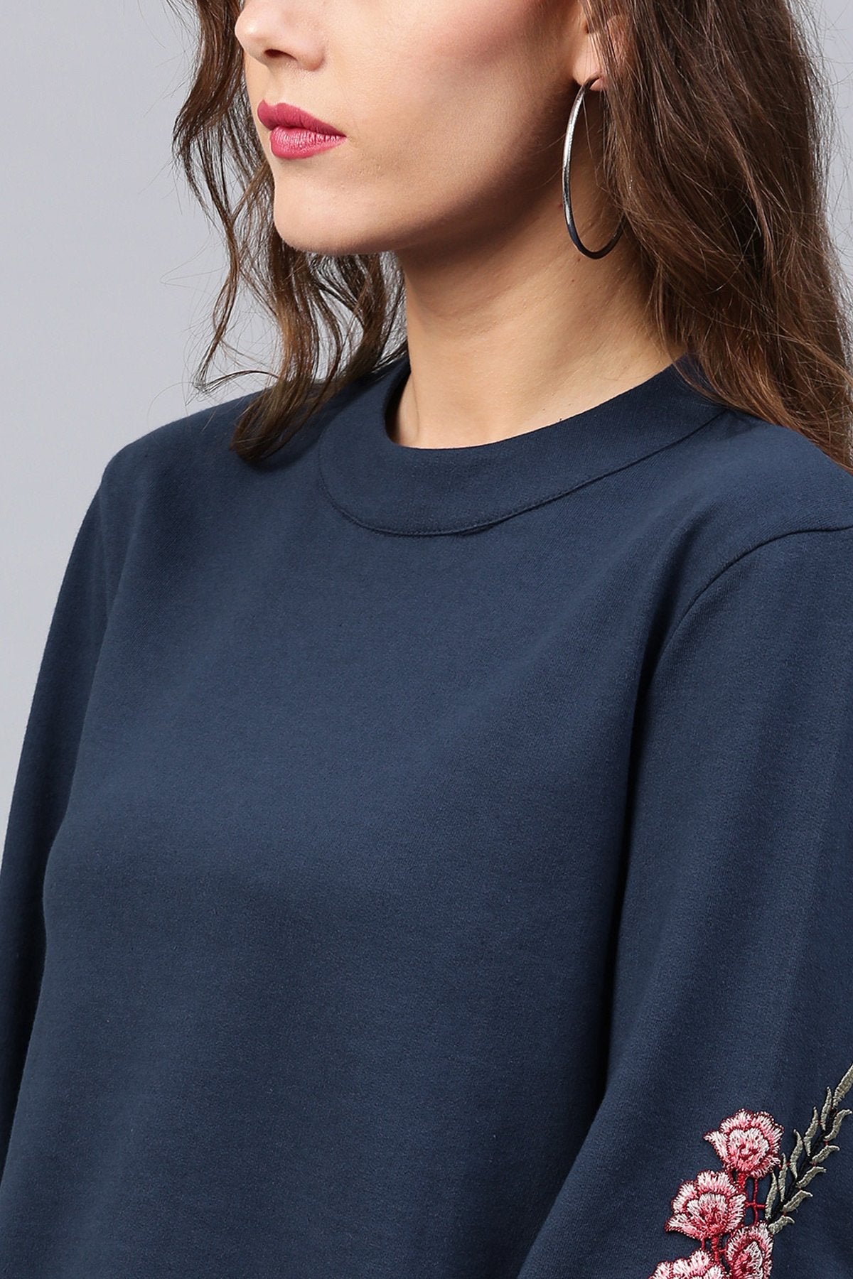 Women's Blue Bell Sleeves Patch Top