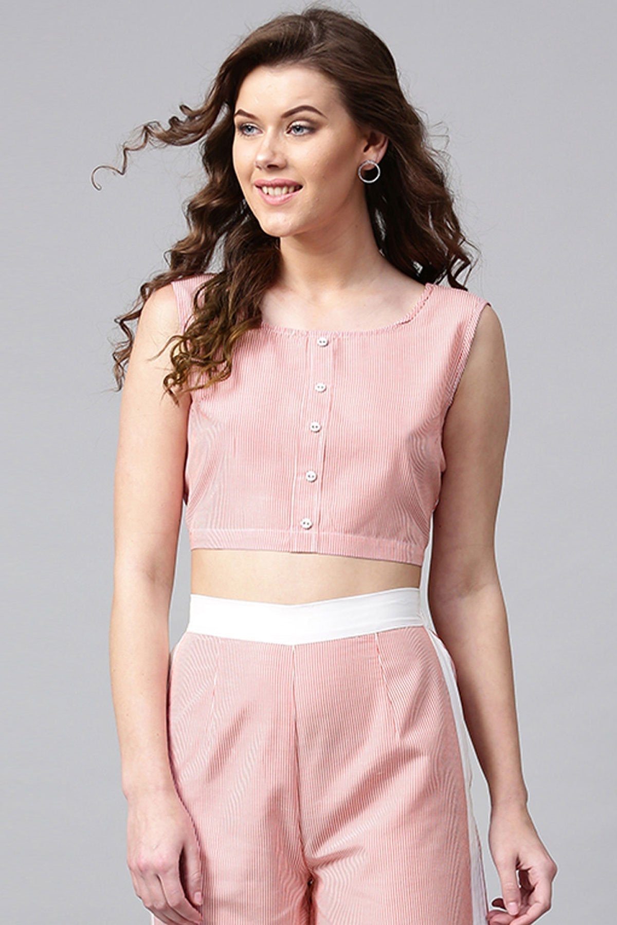 Women's Red Stripes Back Bow Crop Top